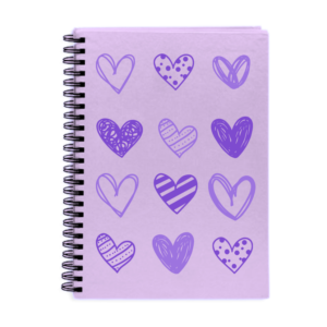 cuaderno CORAZONES MORADOS